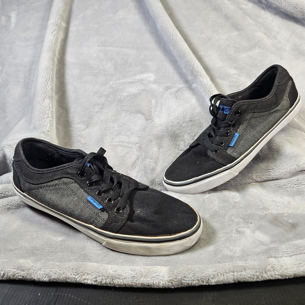 Hawk Mens 9.5M Black Herringbone Skate Shoes Casual Sneakers